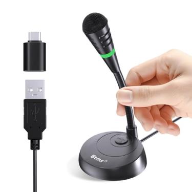Imagem de Etour Microfone para Mac mini m4, microfone USB C, condensador cardioide de mesa Plug & Play, microfone externo pequeno para laptop, botão mudo, para Windows, MacBook Pro/Air, para gravação, ditado