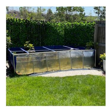 Imagem de Tanque de água grande de lona para aquário e lago - moldura de fácil montagem para piscina com janela de PVC transparente para tartarugas, carpas e peixes dourados (80 x 50 x 35 cm)