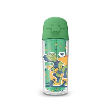 Imagem de Garrafa De Água Infantil Pop dinossauro robo 270ml c/ Canudo