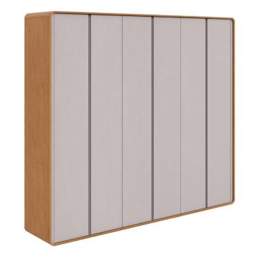 Imagem de Guarda-Roupa Loop 2,70m 6 Portas 6 Gavetas Sem Espelho com Pés Off White e Amêndoa Clean