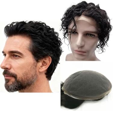 Imagem de N.L.W. Peruca de cabelo humano para homens com renda suíça HD 10 x 8 tamanho base 15 cm de comprimento prótese masculina unidades de remendo implante 10 mm sistema de substituição de peças de cabelo