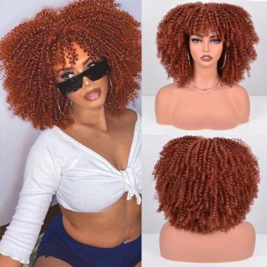 Imagem de Perucas encaracoladas Kinky para mulheres negras, 30,5 cm feitas à máquina, perucas afro bomb, encaracoladas, cerca de 280 g/peça, peruca sintética africana natural sem cola resistente ao calor
