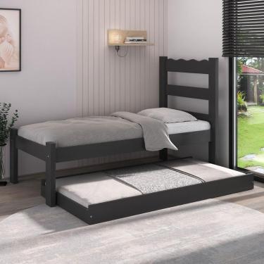 Imagem de Bicama De Madeira Maciça Com Colchão Incluso Multimóveis Cr35258 Preto