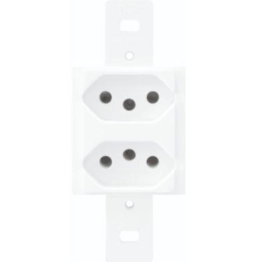 Imagem de 2 Tomadas 2p+t 10a 250 Volts Distanciadas Blanc - 1337 - Fame 2 Tomadas 10a S-placa Blanc 1337 Fame