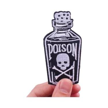 Imagem de Patch Bordado Termocolante De Garrafa De Vinho Tinto, Emblemas De Teci