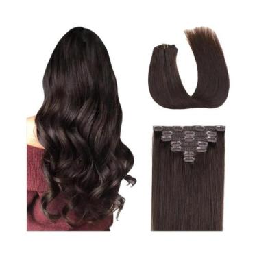 Imagem de Extensões De Cabelo Humano Liso Sedoso Com Clip, Trama Dupla Remy 70g 