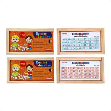 Imagem de Kit 2 Dominós Matemática Divisão e Multiplicação Jogo Infantil Pedagóg