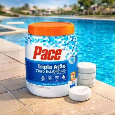 Imagem de Pote Pastilhas 200g Cloro Tripla Ação Pace Flutuador Piscina - Globalm