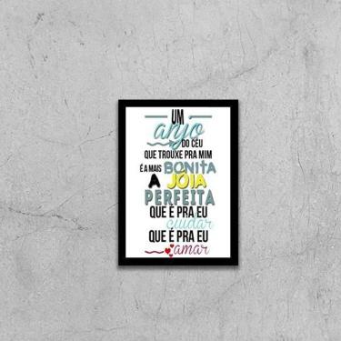 Imagem de Quadro Música Um Anjo Do Céu 45X34Cm Com Vidro Moldura Preta