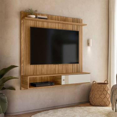 Imagem de Painel Suspenso Milao Frisado 1,36m para TV ate 55 Polegadas Peternella Moveis