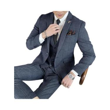 Imagem de Conjunto De Terno Masculino Estilo Britânico Coreano Com Estampa Xadre