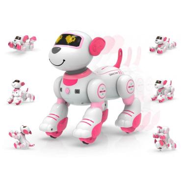 Imagem de Robô pet interativo STEMTRON cachorro com controle remoto programação música e dança - Rosa