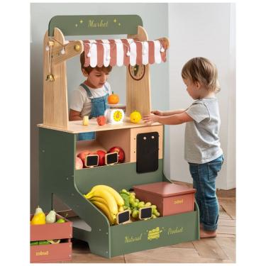 Imagem de Mercado Educativo de Brinquedo ROBUD com Luzes, Supermercado para Crianças, Feira Interativa de Madeira, Presente para Meninos e Meninas