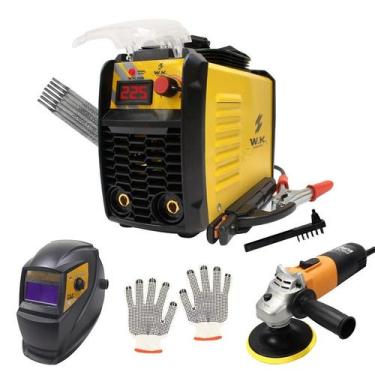 Imagem de Kit Máquina Solda Inversora 225a 220v + Esmerilhadeira + Máscara e Mai