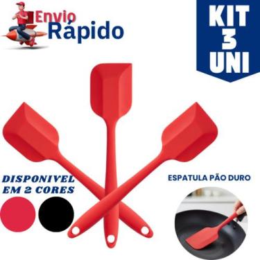 Imagem de Kit 03 Espatula Pao Duro de Silicone Casa Cozinha Buffet Restaurante c