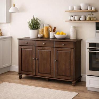 Imagem de Balcão 3 Portas 100% Madeira Maciça Cozinha Bancada Rústica - LaCasaMi