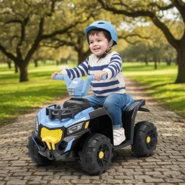 Imagem de Quadriciclo Elétrico Infantil Menino Menina Seguro Divertido 6V Azul -