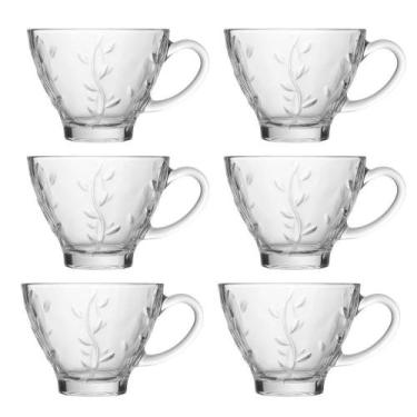 Imagem de Jogo 6 Xícara De Chá De Vidro Flores Clear Lily 220ml Em Casa Tem