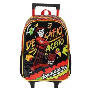 Imagem de Mochila Rodinha Enaldinho Escolar Infantil Resistente - Luxcel, Preto