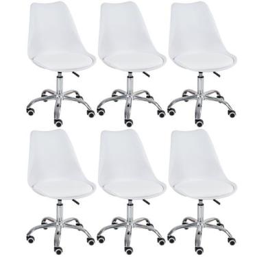 Imagem de Laraz, Kit - 6 x cadeiras de rodízios estofadas Tulipa - Office - Escr