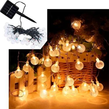 Imagem de Pisca Cordão Natalino Solar Jardim 20 Bolinhas Amarelo de 5m com Leds Amarelo Resistente à Água Outras Marcas