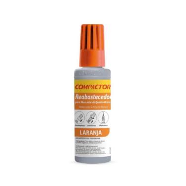 Imagem de Refil para Marcador de Quadro Branco Compactor QB 30ML com Bico Dosador e Secagem Rápida 1 Unidade Laranja