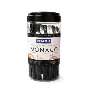 Imagem de Conjunto Talheres Mônaco 21 Peças Inox com Pote Organizador Cores Verm