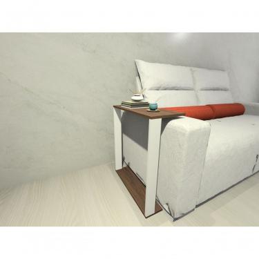 Imagem de Mesa Lateral para Sofá Estilo Industrial Retangular MDF 100% MDF 60CM Branco e Amadeira...