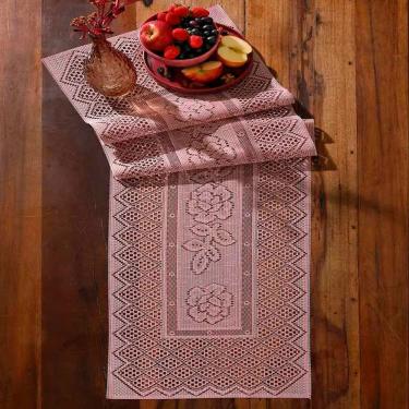 Imagem de Trilho de Mesa Renda Color 100% Poliéster 40CM X 150CM 01 Peça Rose com Tema Floral Int...