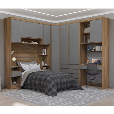 Imagem de Guarda Roupa Casal Modulado 7 Portas 7 Gavetas Veneza Avelã Pf-cinza Supremo Pf