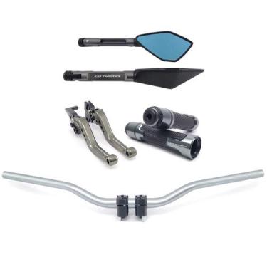 Imagem de Kit Manete Manopla Guidão Retrovisor Cbtwister Gravado Laser - NoBrand