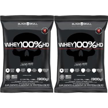 Imagem de Kit 2X Whey 100% HD - 900g Refil Chocolate - Black Skull