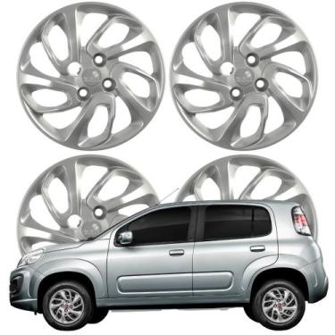 Imagem de Jogo Calota Aro 14 Fiat Uno Attractive 2015-2016 Cubo Baixo Prata 228C