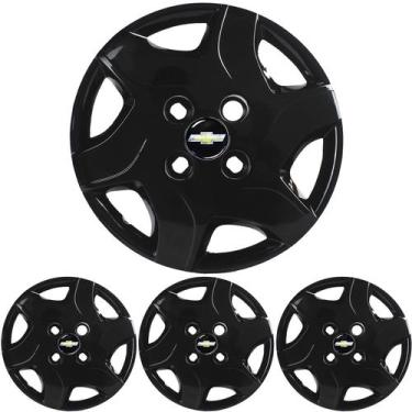 Imagem de JG 4 Calota Celta 2012 2013 2014 2015 Aro 13 Black Piano com Emblema -