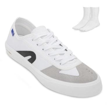 Imagem de Tênis Rainha RA24 VL 2500 Confort e Meia RA24 VL 2500, Branco, Preto, 