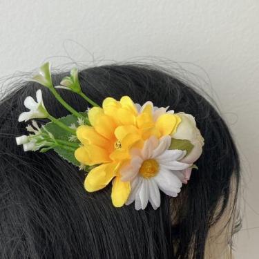 Imagem de Presilha Margarida e Rosa para Cabelo - Pistache Acessórios