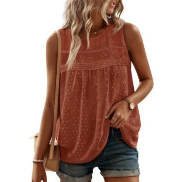 Imagem de Camiseta regata feminina Yousify Summer Swiss Dots laranja tamanho L