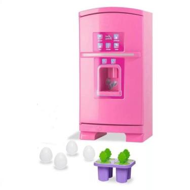 Imagem de Geladeira Cozinha Brinquedo Infantil Grande Rosa 50cm - Cardoso - Card