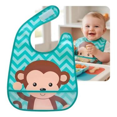 Imagem de Babador para Bebê Buba Impermeável Com Bolso Leão Macaco Unicórnio, Ma