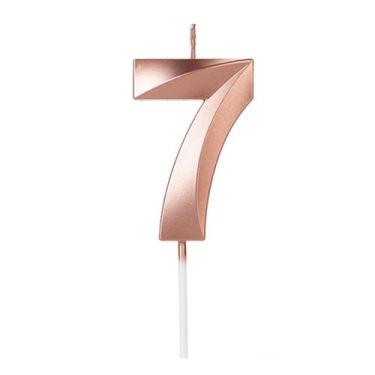 Imagem de Vela de Aniversário Perolizada Rosé Número 7 Silver Plastic
