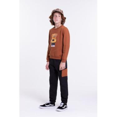 Imagem de Conjunto Moletom Infantil Bolso Cargo Urso Caramelo - Vida Costeira, 2