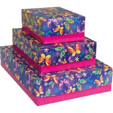 Imagem de Caixa para Presente com Tampa Festas MD 26X19,5X7,5 Sortido PCT.C/16 -