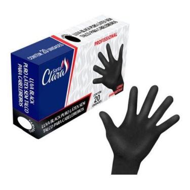 Imagem de Luva Profissional Preta Latex Sem Talco 20un Santa Clara, P