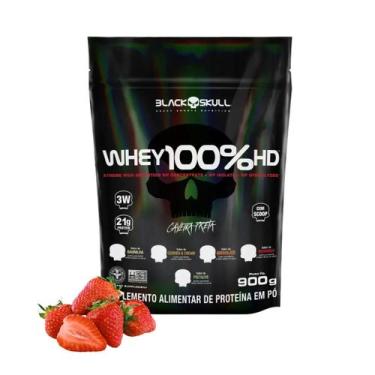 Imagem de Whey 100%hd Black Skull Morango  Refil 900g