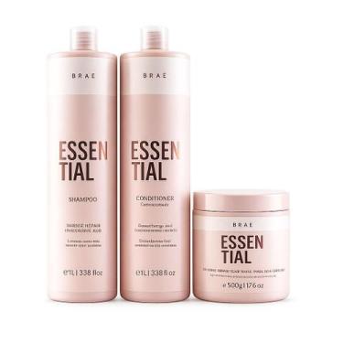 Imagem de KIT Essential Shampoo 1L + Condicionador 1L + Máscara 500g - BRAÉ