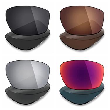Imagem de Mryok 4 pares de lentes polarizadas de substituição para óculos de sol Oakley Valve New 2014 – Stealth Black/Bronze Brown/Silver Titanium/Midnight Sun