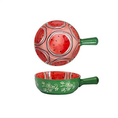 Imagem de GUIPAIHAI 650 ml Tigela de cerâmica criativa para jantar prato profundo com alça utensílios domésticos redondos (cor: E)