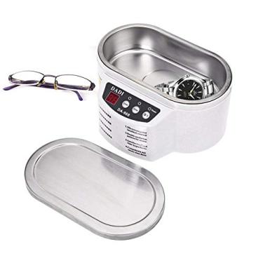 Imagem de scosao Máquina ultrassônica profissional de limpeza de joias, mini máquina ultrassônica de limpeza de joias de 40 kHz, tanque de aço inoxidável de 600 ml com temporizador para óculos, relógios, brincos, dentaduras, moedas