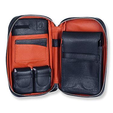 Imagem de Yajun Estojo de couro para charutos de viagem, caixa de umidificador de charuto, bolsa portátil de alta capacidade, bandeja removível, caixa de presente preta