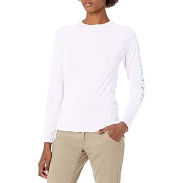 Imagem de HUK Camiseta de manga comprida Pursuit | Camisa de pesca de alto desempenho, pescaria - branca, média